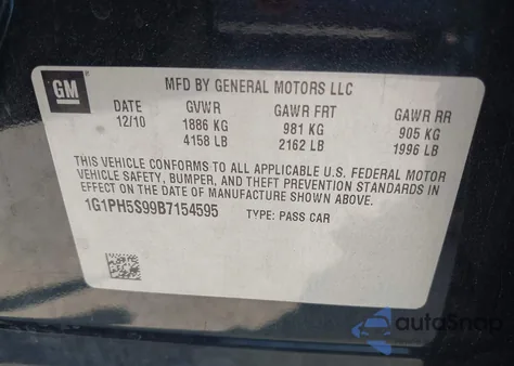 2011 Chevrolet Cruze Ltz from USA, damaged, VIN 1G1PH5S99B7154595